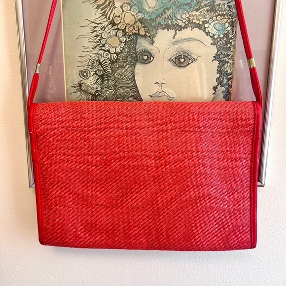 Vintage 1960s/70s Red Woven Shoulder Bag - Picture 5 of 9